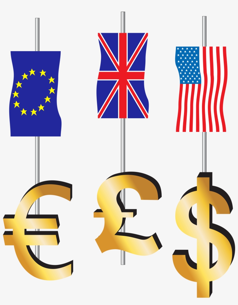 Euro Pound Dollar Signs And Flags Png Clipart - Pound Euro And Dollar, transparent png