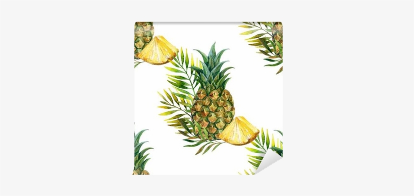 Watercolor Pineapple Seamless Pattern Wall Mural • - Ананас Акварелью, transparent png