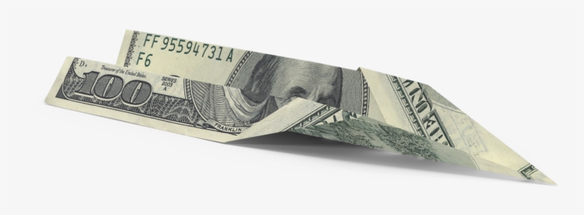 100 Dollar Bill Paper Airplane - Cash, transparent png