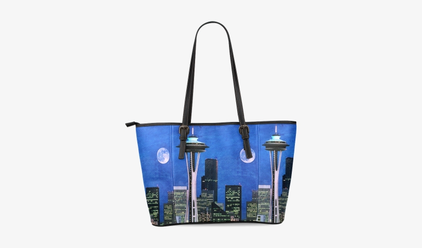 Seattle Space Needle Watercolor Leather Tote Bag/large - Vaarungal Munneralam, transparent png