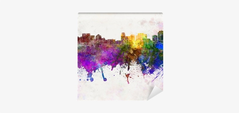 Salt Lake City Skyline In Watercolor Background Wall - Salt Lake City Skyline In Watercolor Background, transparent png