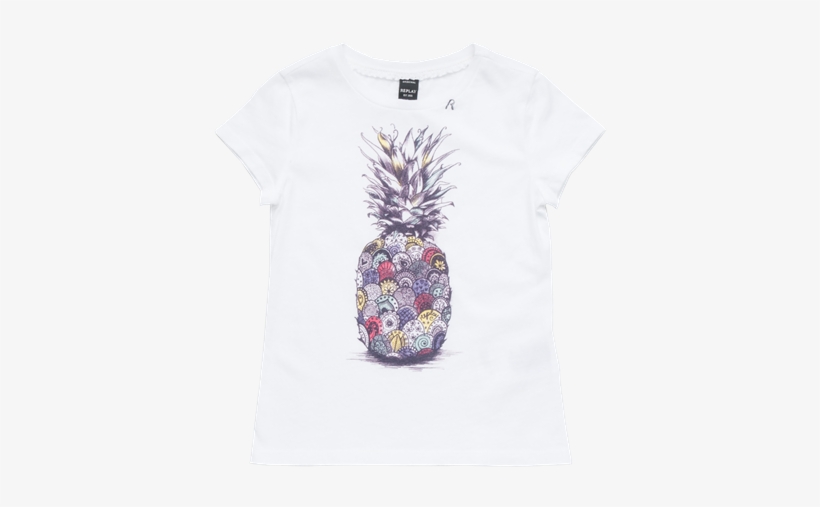 Girls Pineapple Print T Shirt White - Replay & Sons Maglietta, Bianco, 4 Anni (99 - 104, transparent png
