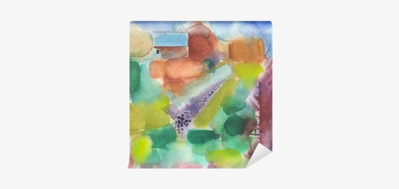 Watercolor Avantgarde Autos Artwork With Village Landscape - Modern Art, transparent png