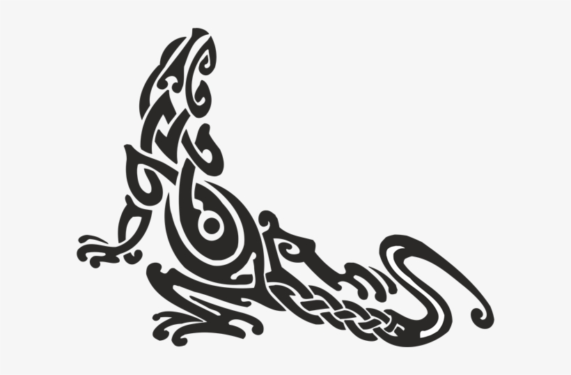 Tribal Lizard Tattoo Wall Clock, transparent png