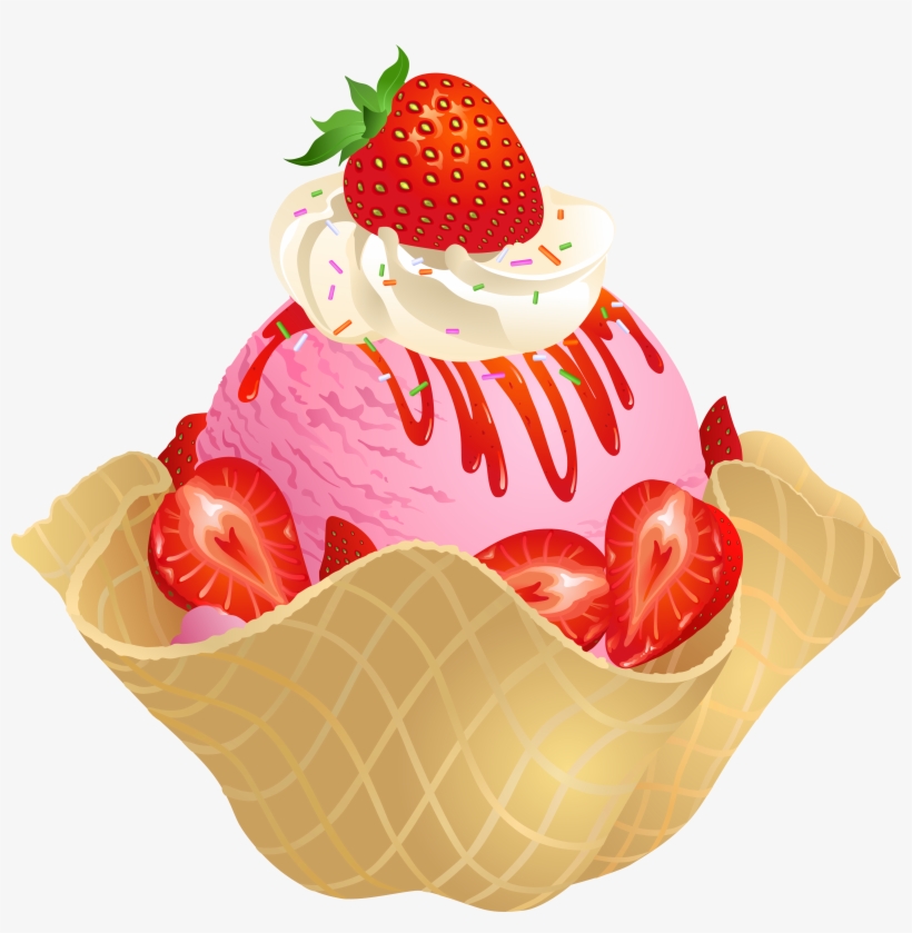 Waffle Clipart Transparent - Strawberry Ice Cream Png, transparent png