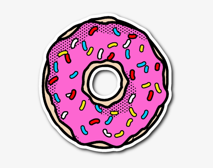 Pink Frosted Donut With Sprinkles Vinyl Die Cut Sticker - Donut Art, transparent png