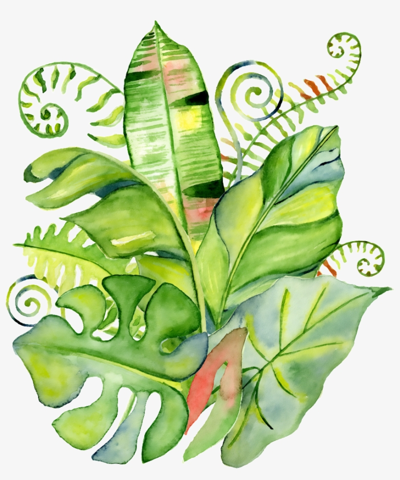 Hand Painted Realistic Tropical Leaves Png Transparent - Tropischer Blattwreath Sind Sie Meine Trauzeugin Karte, transparent png