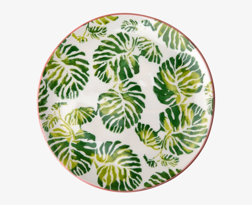 Ceramic Dessert Plate Tropical Leaf Print By Rice Dk - Plate, transparent png