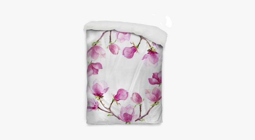 Magnolia Watercolor Wreath Floral Frame Border Wedding - Wedding, transparent png