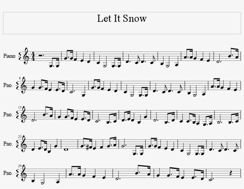 Let It Snow Melody Score - Piano, transparent png