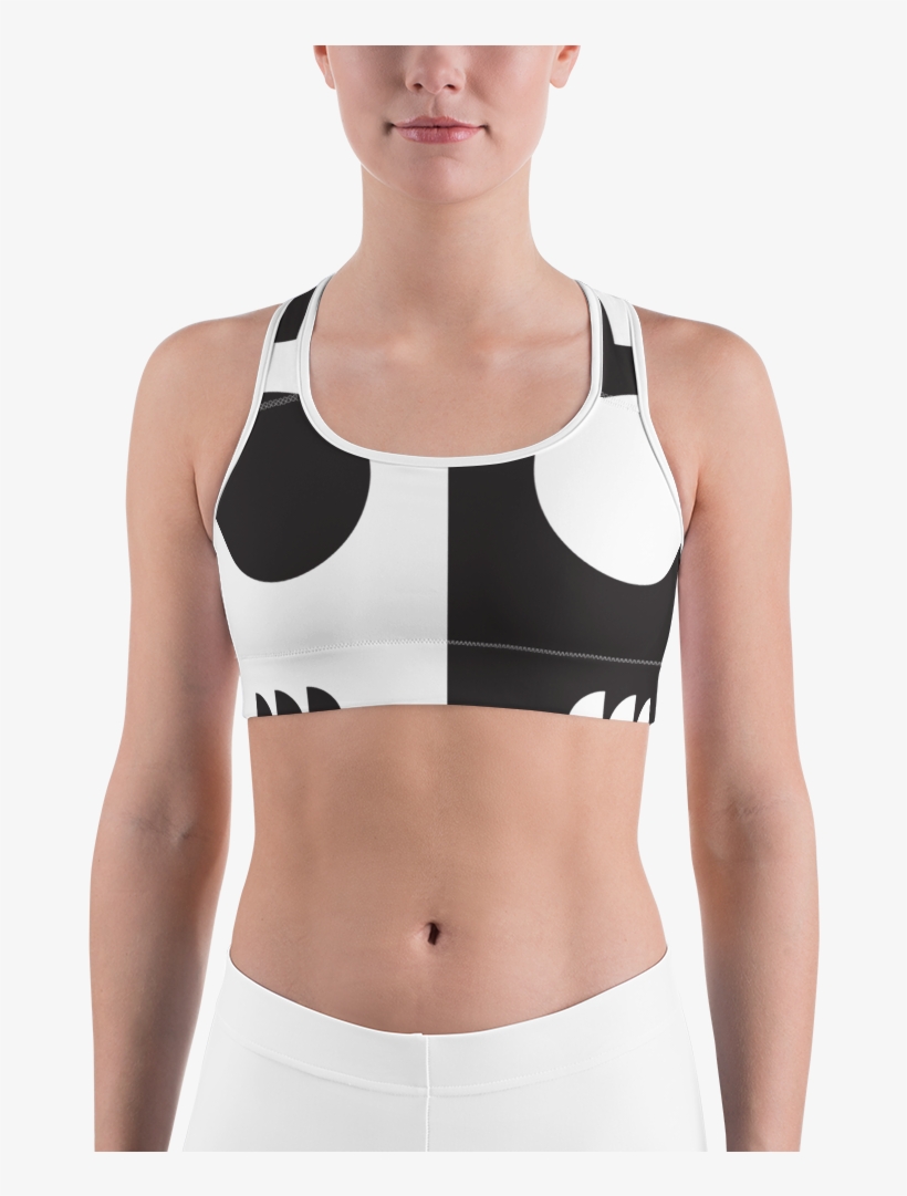 Black And White Circle Design Sports Bra - Bra, transparent png