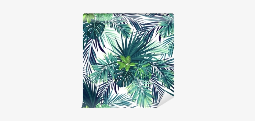 Seamless Hand Drawn Botanical Exotic Vector Pattern - Exotis Palm Blad Tecknat, transparent png