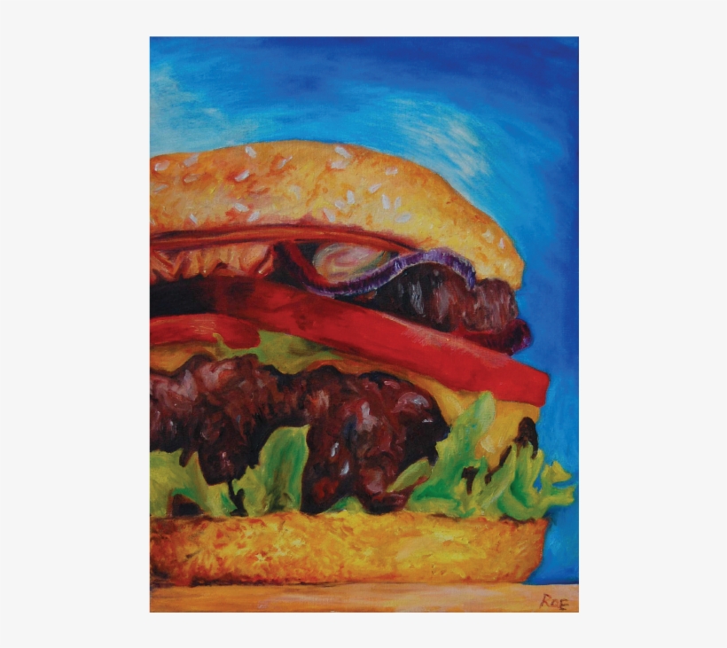 Cheeseburger Oil Painting - Oil Painting, transparent png