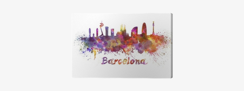 Barcelona Skyline In Watercolor Canvas Print • Pixers® - 5th International Hr Conference Barcelona 2018, transparent png