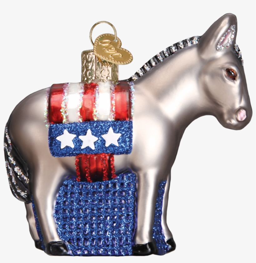 Old World Christmas Democratic Donkey Glass Ornament, transparent png