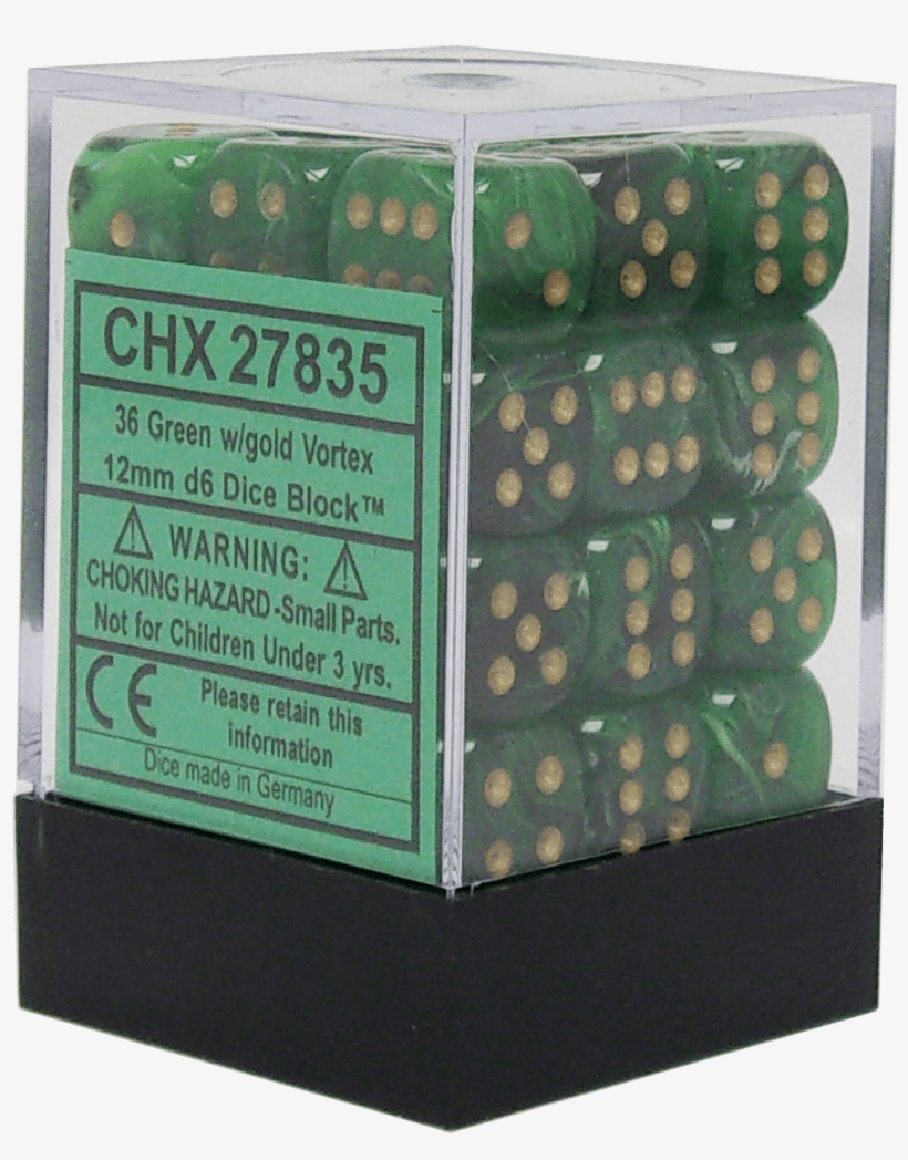 Vortex Green With Gold 12mm D6 - Dice Game, transparent png
