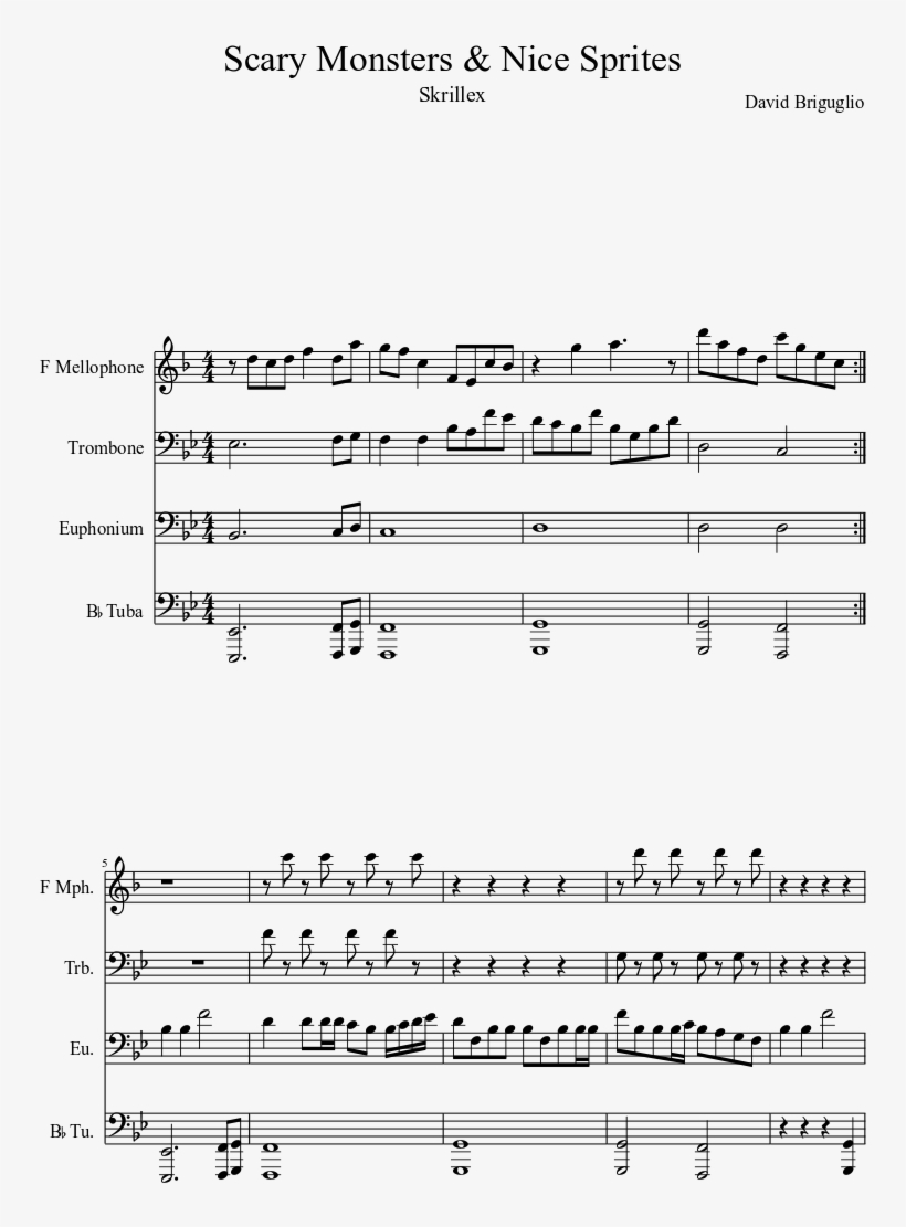 Scary Monsters & Nice Sprites Sheet Music Composed - Raindrops Keep Falling On My Head Score, transparent png