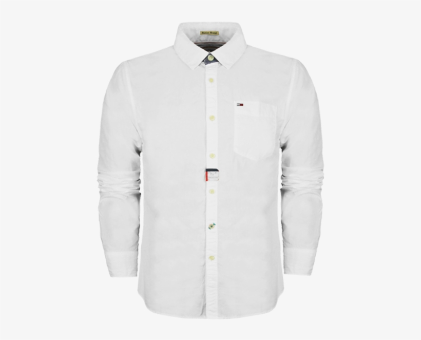 ~hilfiger Denim White Long Sleeves Shirt - Trachtenhemd Herren Weiß Stickerei, transparent png