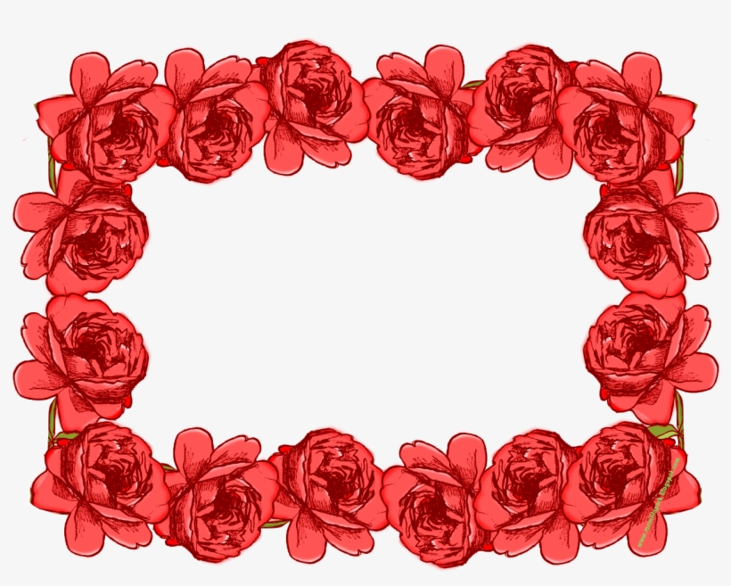 Free Digital Bright Flower Frame Png And Journaling - กรอบ กุหลาบ Png, transparent png