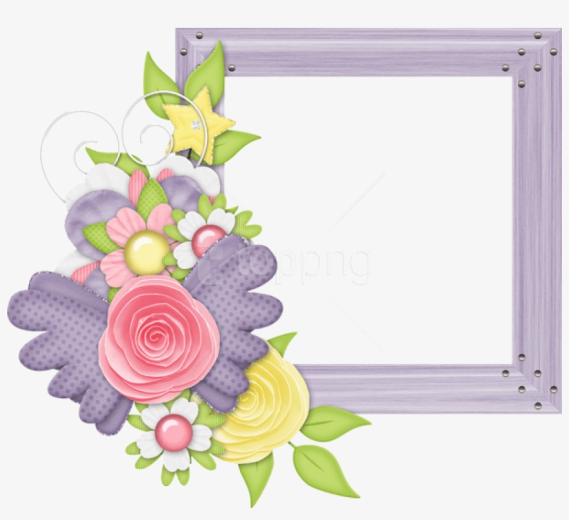 Free Png Best Stock Photos Cute Large Design Purple - Cute Flower Frame Png, transparent png