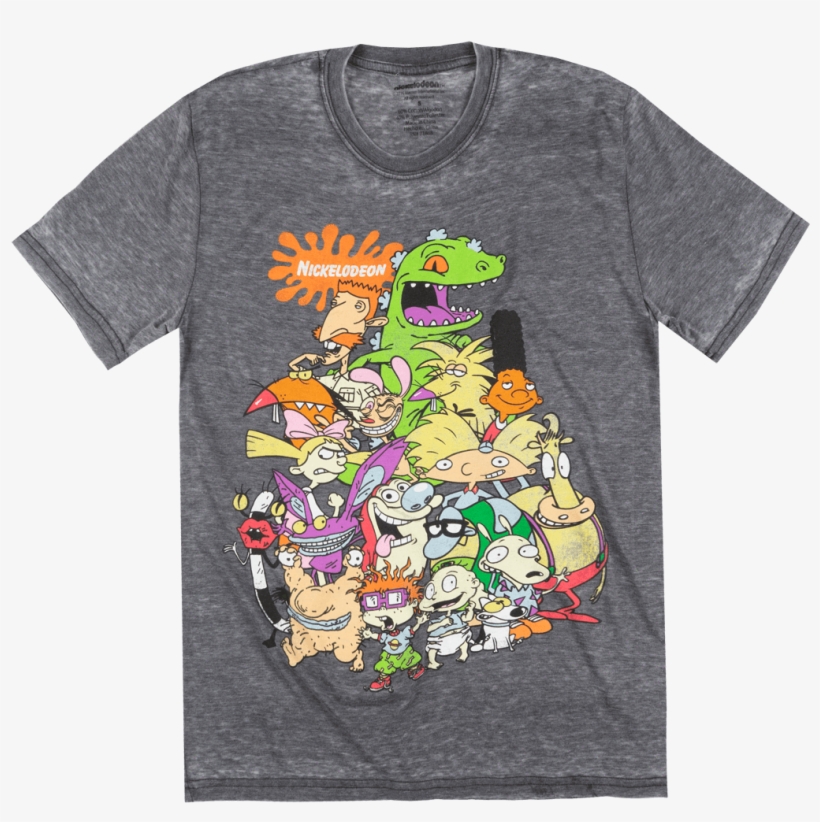 Nickelodeon Cartoon Characters T-shirt Distressed Grey - Nicktoons T Shirt, transparent png