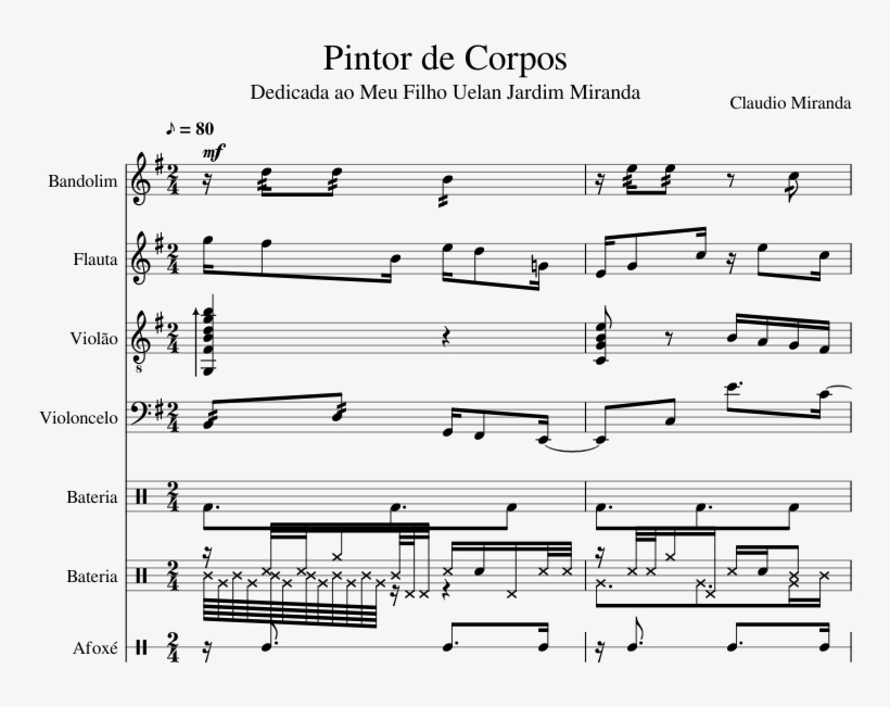 Pintor De Corpos Dedicada A Uelan Jardim Miranda Piano - Sheet Music, transparent png