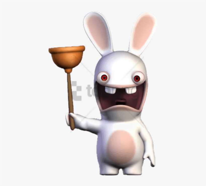 Download Rabbid Holding Toilet Plug Clipart Png Photo - Raving Rabbids, transparent png