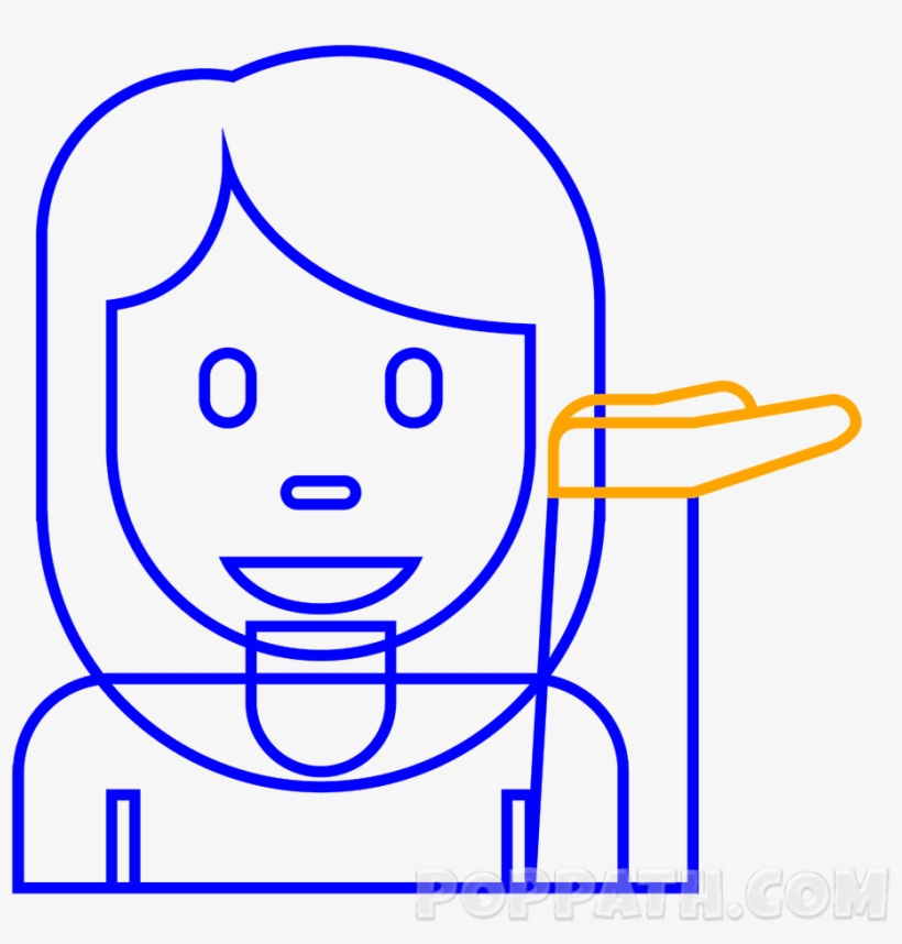 Finish Up The Emoji By Drawing Her Hand As Shown - Line Art, transparent png