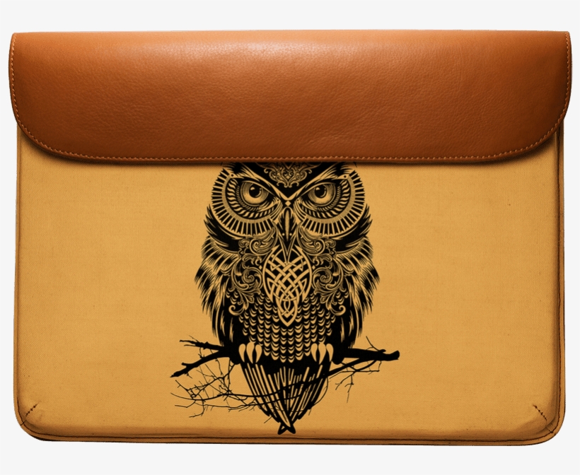Dailyobjects Warrior Owl Real Leather Envelope Sleeve - Owl With Om Tattoo, transparent png