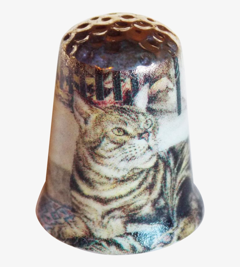 Vintage Tabby Cat Porcelain Thimble - Tabby Cat, transparent png