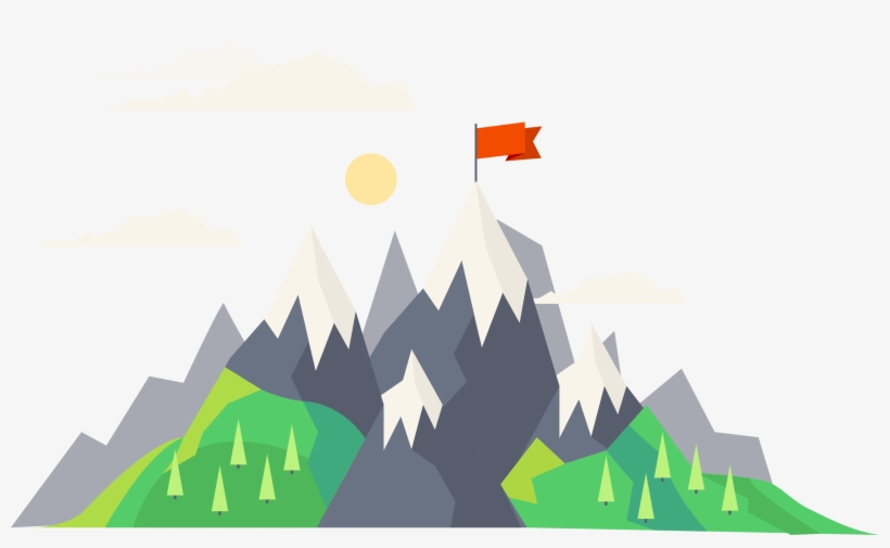 Mountain Euclidean Top Red Flag Transprent Png - Top Of Mountain Png, transparent png