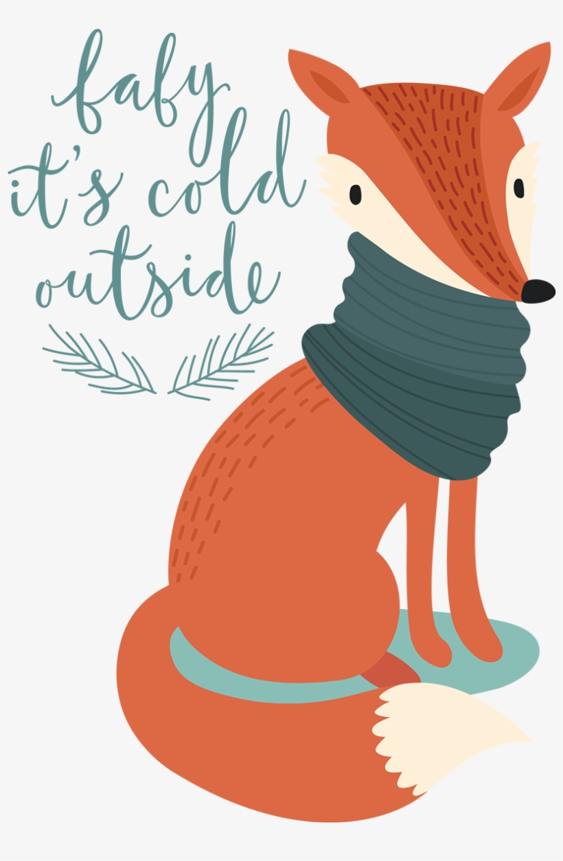 Baby It's Cold Outside Fox Transfer - Fox Christmas Cards Red Cartoon, transparent png