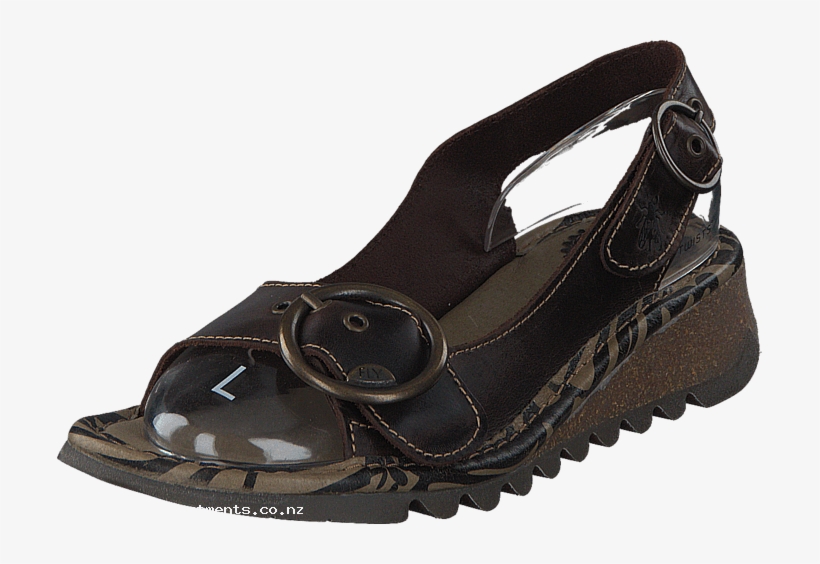 Fly London Tram Bridle Dk Brown 50020-07 Womens Leather - Slide Sandal, transparent png