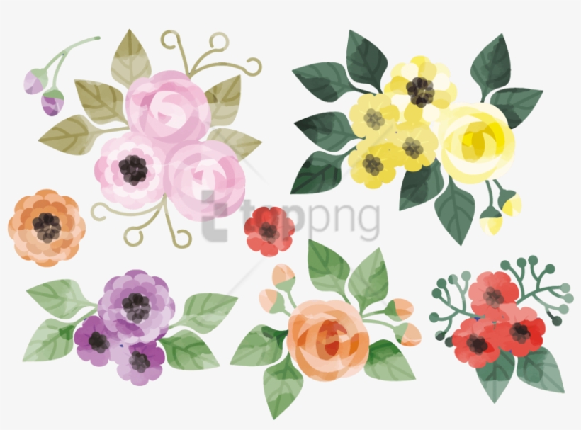 Free Png Download Flower Watercolor Vector Png Images - Water Color Flowers Vector, transparent png