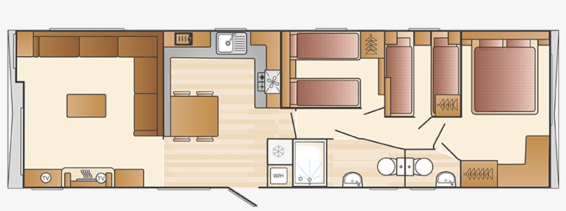 Moselle 40' X 12' 3 Bedroom Layout - Swift Moselle Caravan Layout, transparent png