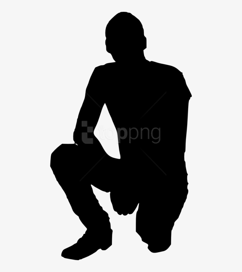 Free Png Man Silhouette Png - Man Silhouette Kneeling, transparent png