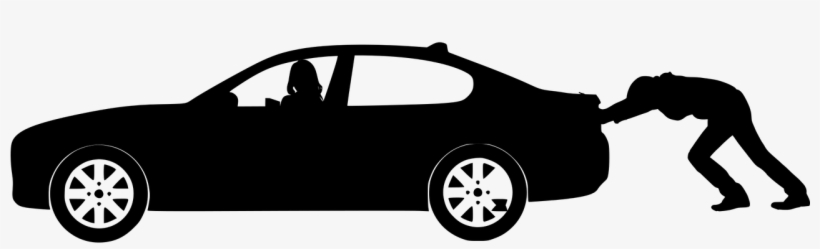 Broken Down Car With Man Pushing It - Car Accident And Insurance, transparent png
