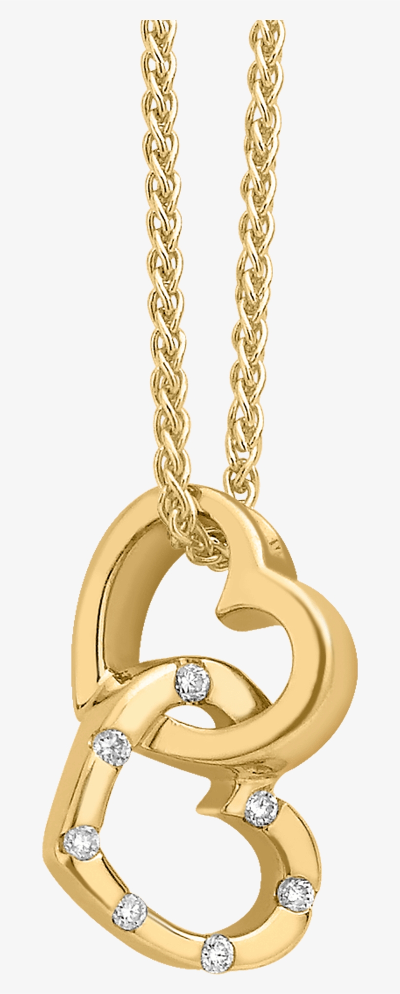 07ct Fancy Diamond Double Heart Pendant With Chain - Pendant, transparent png