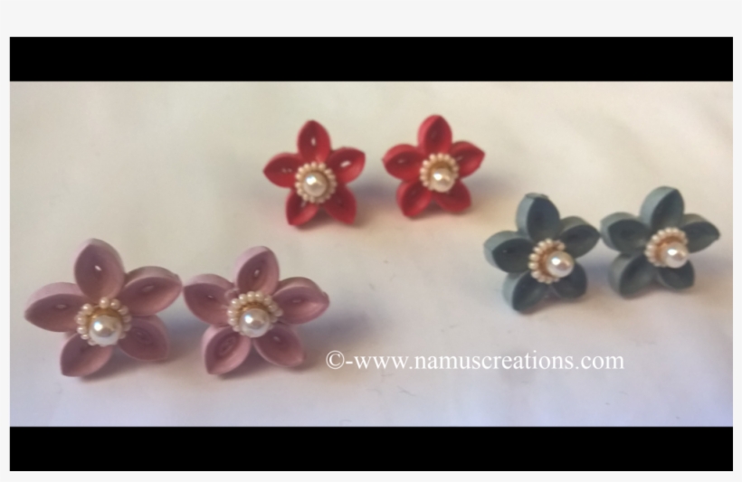 Quillung Flower Shape Eartings 3pair In Set - Artificial Flower, transparent png