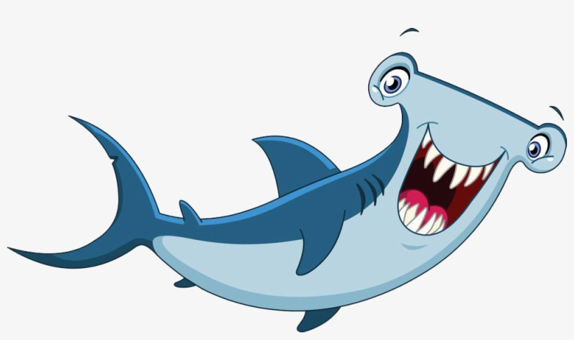 Hammerhead Shark Cartoon Clip Art - Hammerhead Shark Cartoon, transparent png