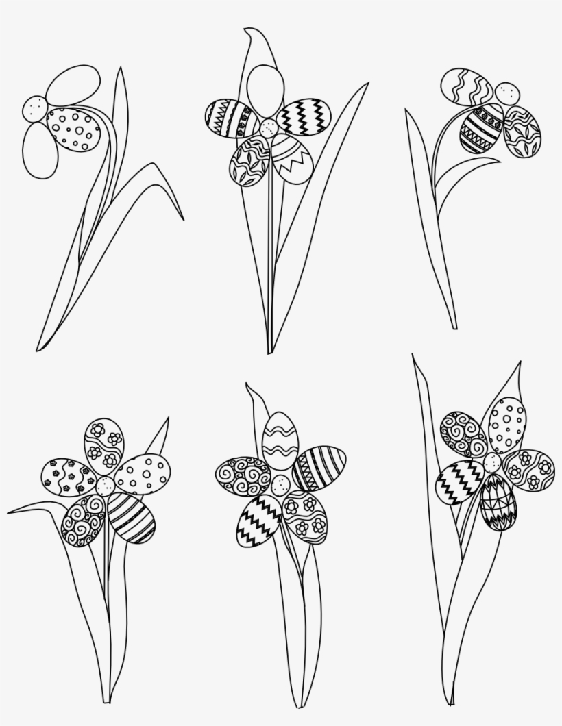Some Easter Egg Flowers To Brighten Up This Dreary - Line Art, transparent png