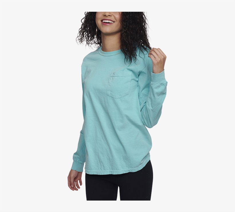 Pigment Dyed Long Sleeve Pocket T-shirt - Girl, transparent png