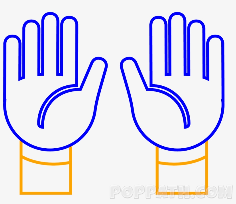 How To Draw A Raised Hands Emoji Pop Path Png Praise - Emoji Clipart Black And White Hands, transparent png