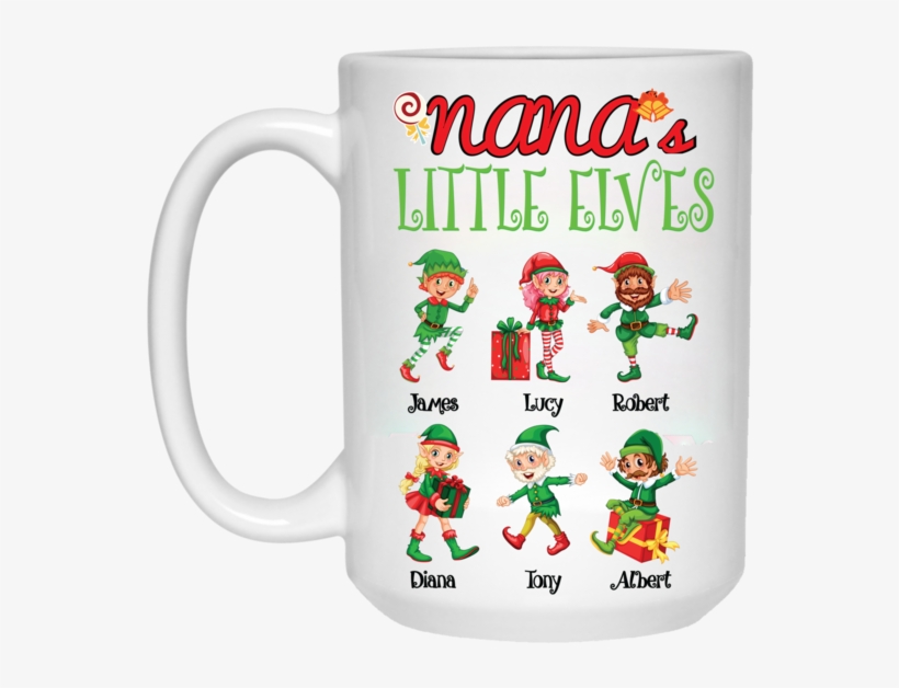 Grandma Nana Little Elves Personalized Ceramic Coffee - Christmas Printed Mugs Png, transparent png