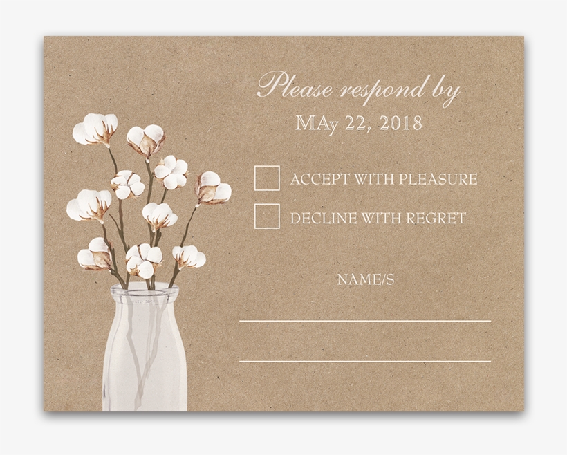 Rustic Cotton Theme Kraft Paper Wedding Rsvp Card - Bouquet, transparent png