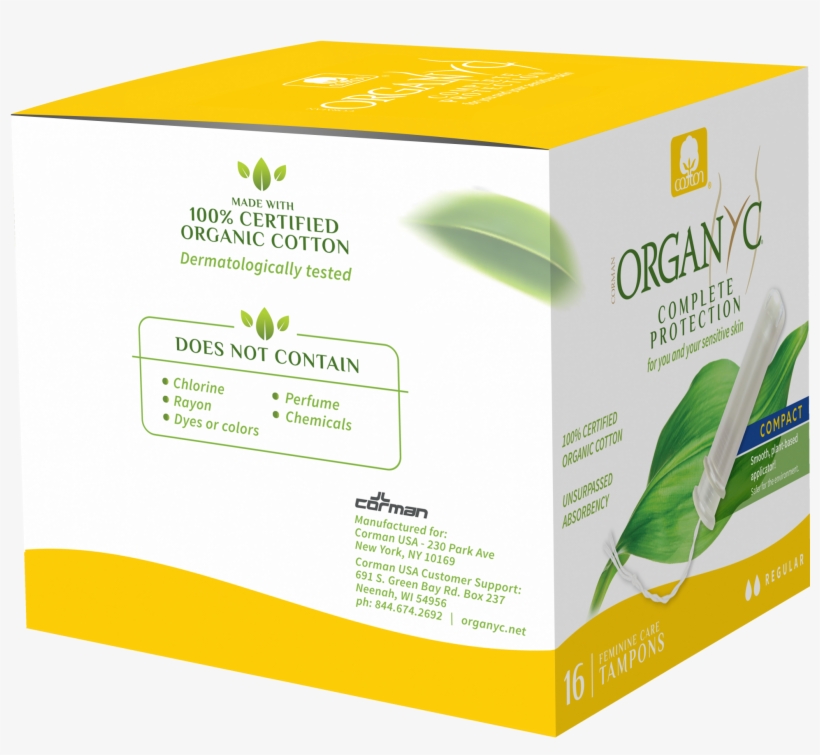 Organyc 100% Certified Organic Cotton Tampons, Normal, transparent png