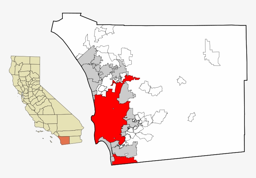 800px-san Diego County California Incorporated And - California Map, transparent png