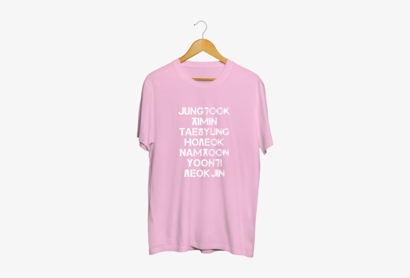 Bts White Korean Typography Pink T-shirt - J Cole Kod T Shirts, transparent png