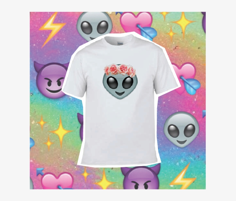 Alien Emoji With Fl Crown Women S Fashion On Carousell - Emoji Wallpapers App, transparent png