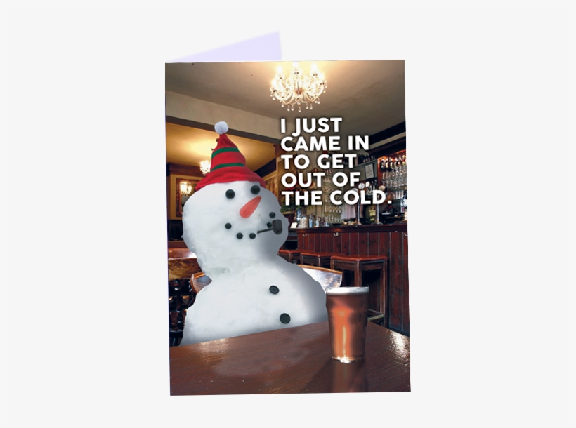 Winter Holiday Card Snowman In Pub Drinking Beer 'i - Snowman, transparent png